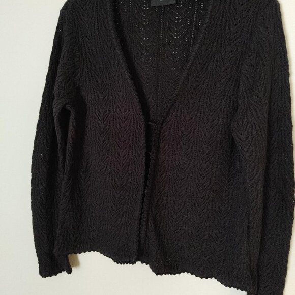 Axcess Liz Clairborne Black Button Down Long Sleeved Cardigan - Picture 1 of 7